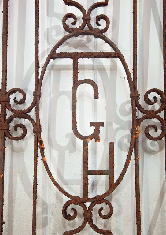 Hand-Crafted Monogrammed Wrought Iron English Garden Gate