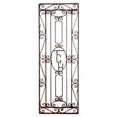 Antique Monogrammed Wrought Iron English Garden Gate