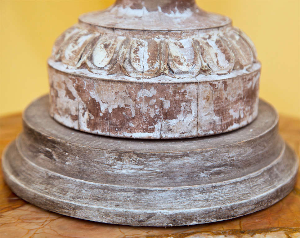 Pair of Carved and Painted Wooden Italian Lamps 1