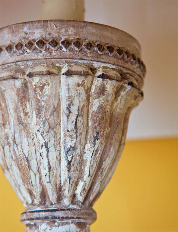 Pair of Carved and Painted Wooden Italian Lamps 2