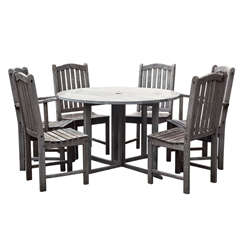 English Teak and Mahogany Outdoor Dining Suite