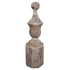 Grand Carved Stone Finial on Octagonal Base