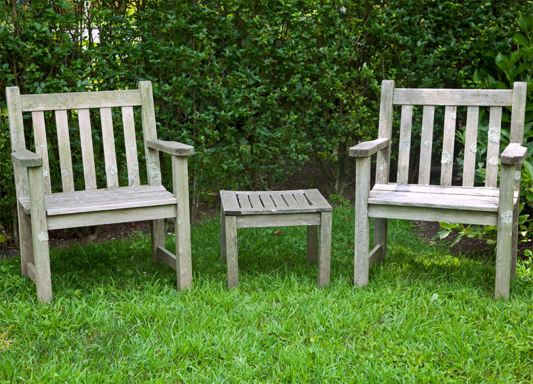 Classic Lichened Teak Garden Set at 1stdibs