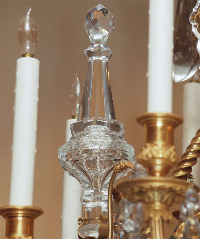 Brilliant Antique Baccarat Crystal and Mercury Gilded Chandelier For Sale 5