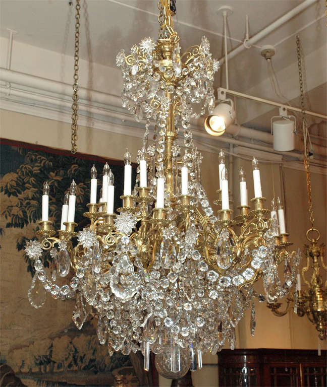 Antique French Bronze and Finest Baccarat Crystal Chandelier at 1stDibs