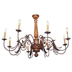 Large Scale Tuscan Chandelier Of Gilt Wood And Iron