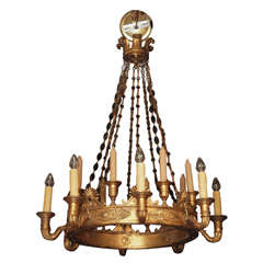 English Regency Gilt Wood Chandelier With Candles