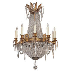 French Gilt Bronze 10 Light Empire Chandelier