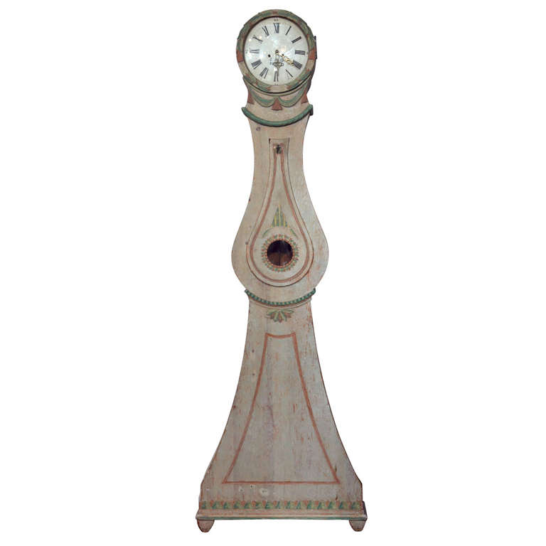 Swedish Painted Pine Tall Case Clock, C. 1780