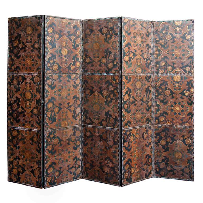 Spanish 5-panel screen, c. 1800