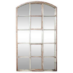 Antique Belgian arched window frame, late 19th century