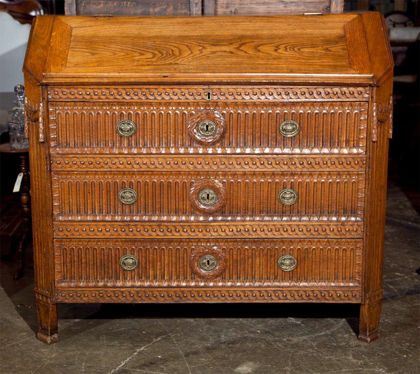 18th Century and Earlier Danish elm secretaire, c. 1785