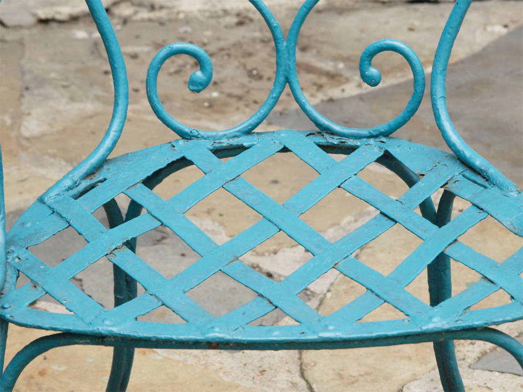 Set of Ten French Belle Epoque Iron Garden Chairs 3