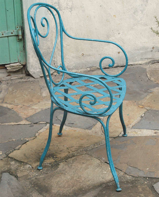 Set of Ten French Belle Epoque Iron Garden Chairs 5