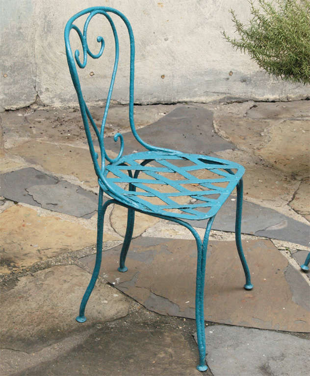 Set of Ten French Belle Epoque Iron Garden Chairs 6