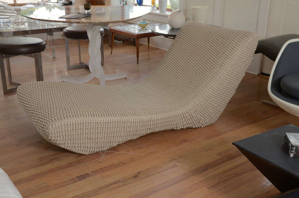 American Spetacular Woven Leather Chaise For Sale