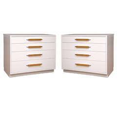 Vintage Pair of Eliel Saarinen Lacquered White Chests