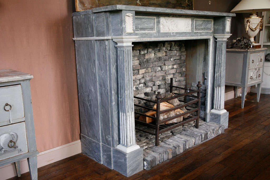 Carrara Marble A 19th century probably Dutch Neoclassical fireplace / mantel piece