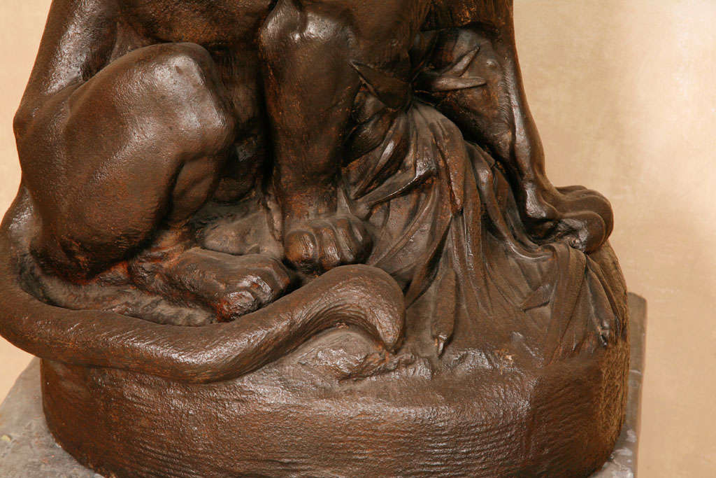 French Amor seated on a panther, Antoine Durenne (1822-1895), late 19th century For Sale