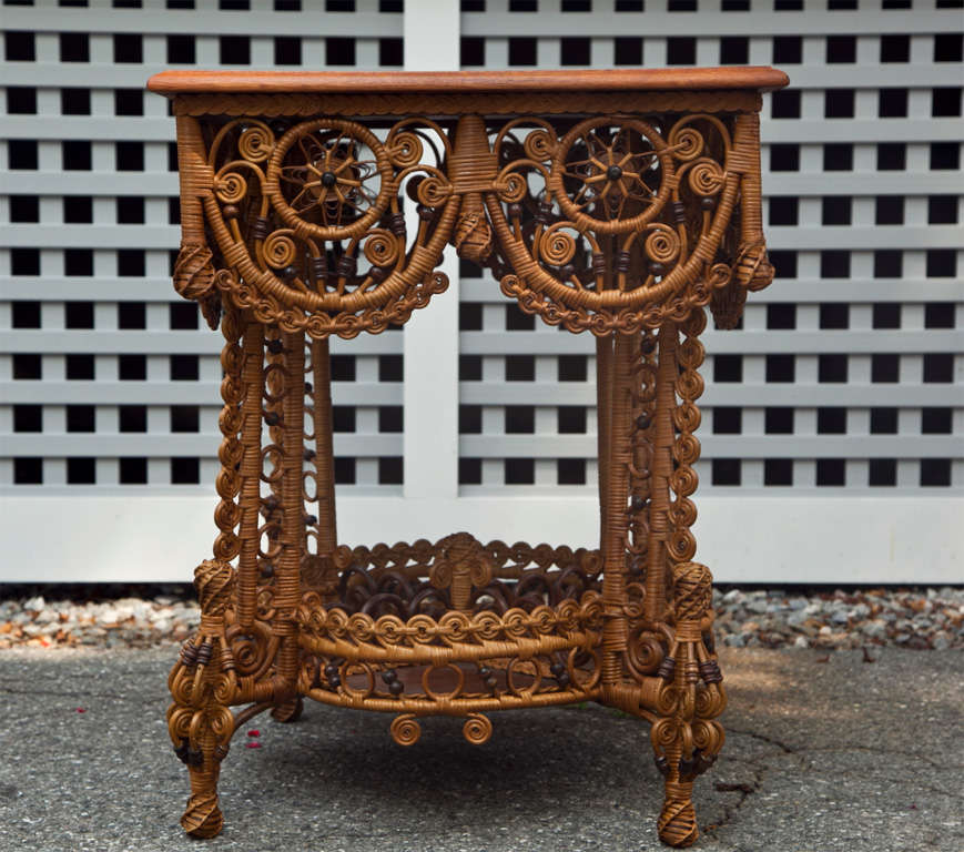 19th Century Spectacular Antique Victorian Wicker Table For Sale