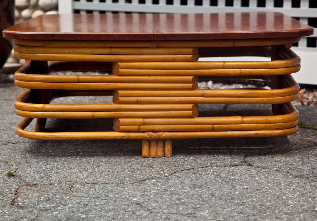 Mid-20th Century Rattan Cocktail Table