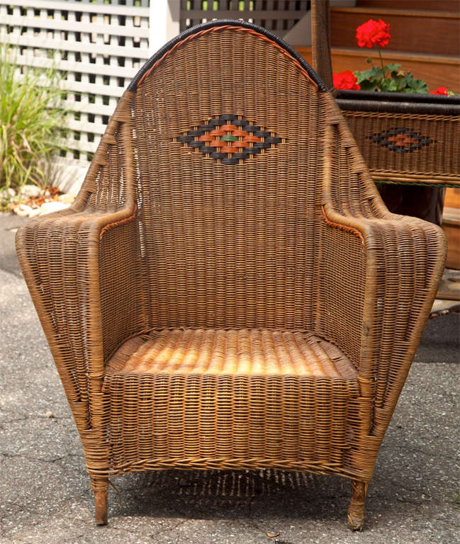 Rare Antique Deco Wicker Set For Sale at 1stDibs