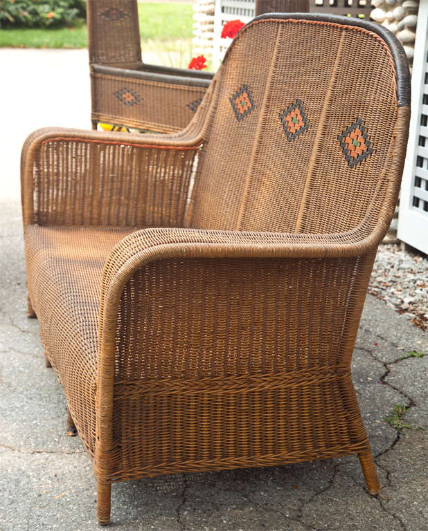 Rare Antique Deco Wicker Set For Sale at 1stDibs