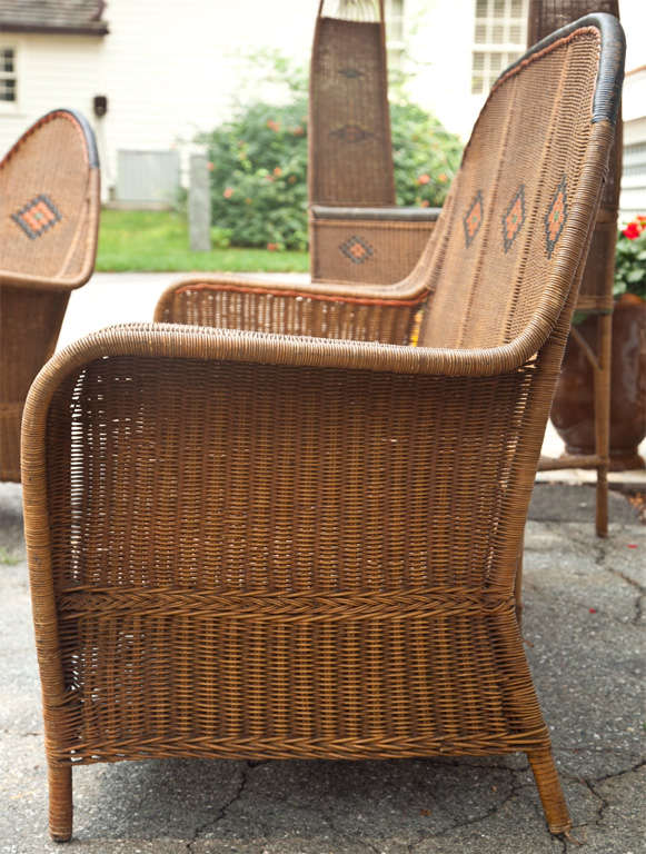 Rare Antique Deco Wicker Set For Sale at 1stDibs