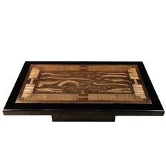Etched brass artwork coffee table signed by Lova Creations