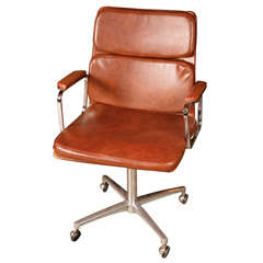 Fauteuil de bureau en cuir cognac