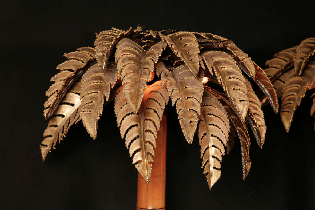 French Maison Jansen Set of Copper and Bamboo Palm Trees