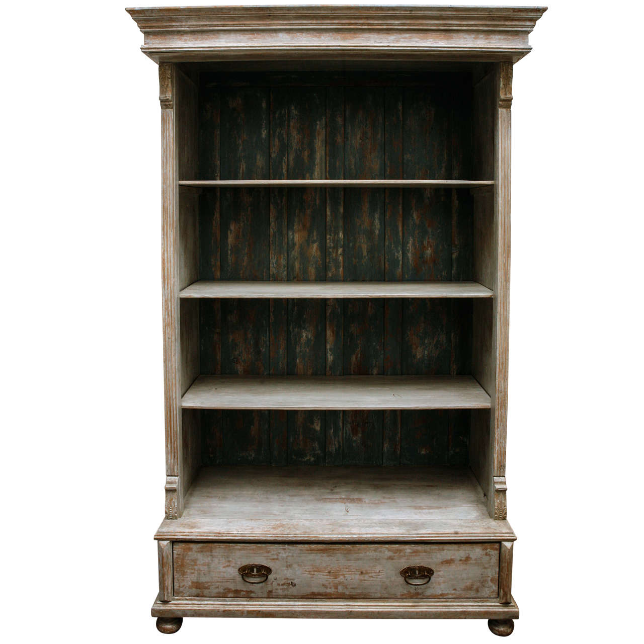 French Bookcase W/ Bottom Drawer For Sale