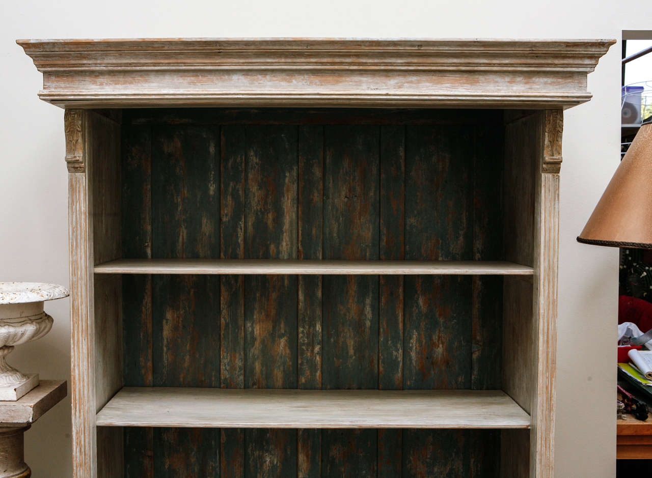 Carved French Bookcase W/ Bottom Drawer For Sale