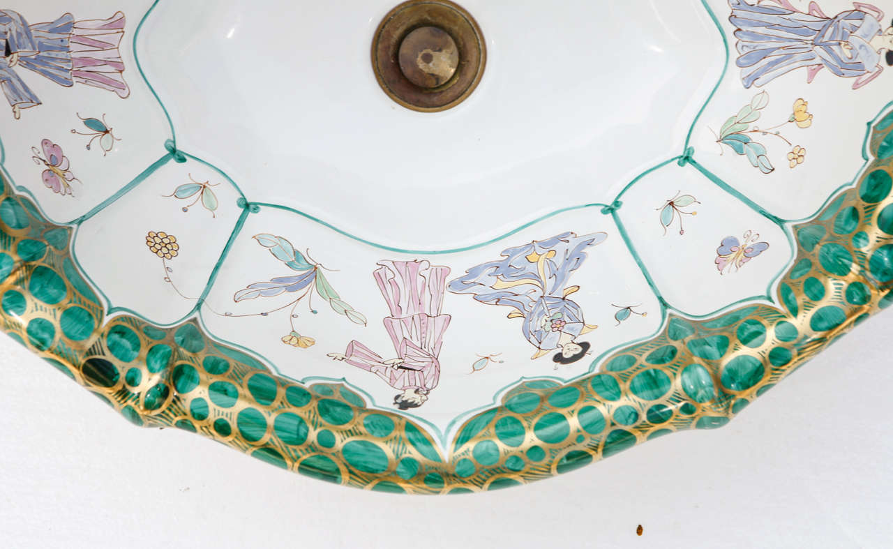 20th Century Vintage Sherle Wagner Chinoiserie Sink