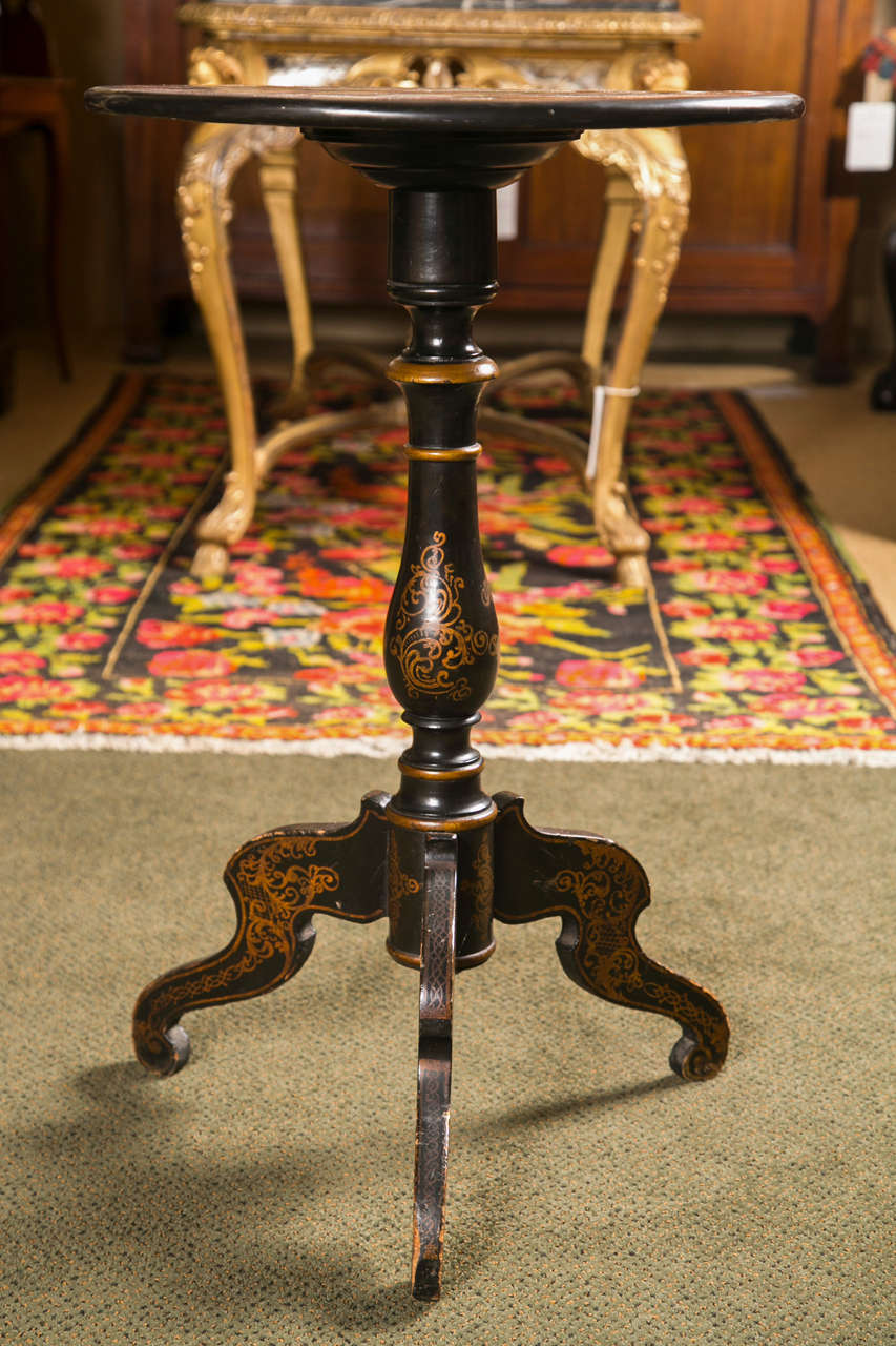 Ebonized & Painted Regency Tripod Table