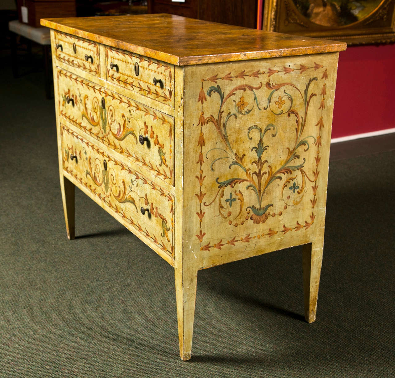 Italian Neo-classical Painted Commode In Excellent Condition In Stamford, CT