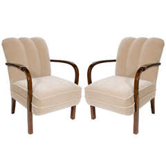 Vintage Exceptional Pair of Fine Art Deco Lounge Chairs