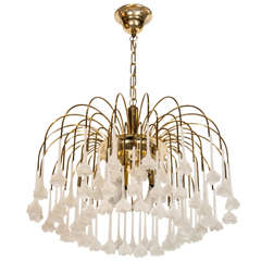 Elegant Four-Tier Murano Frosted Glass Floral Waterfall Pendant Chandelier