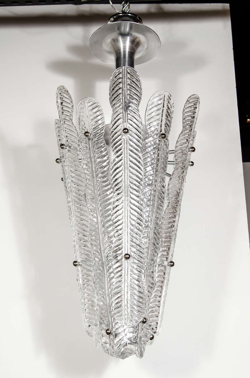 Exquisite Murano Glass Palm Frond Chandelier