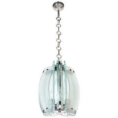Ultra Chic Modernist 3-Arch Chandelier in the manner of Fontana Arte