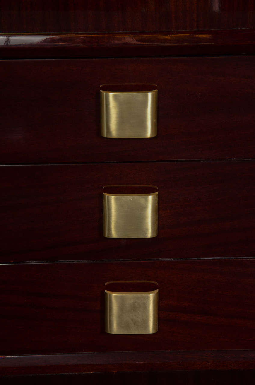 American Pair of Outstanding Mid-Century Modern Chests with Brushed Brass Pulls