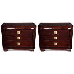 Pair of Outstanding Mid-Century Modern Chests with Brushed Brass Pulls 4