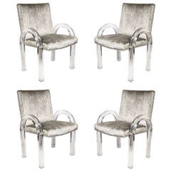 Vintage Set of Four 'U' Shaped Lucite Dining Chairs by Charles Hollis Jones