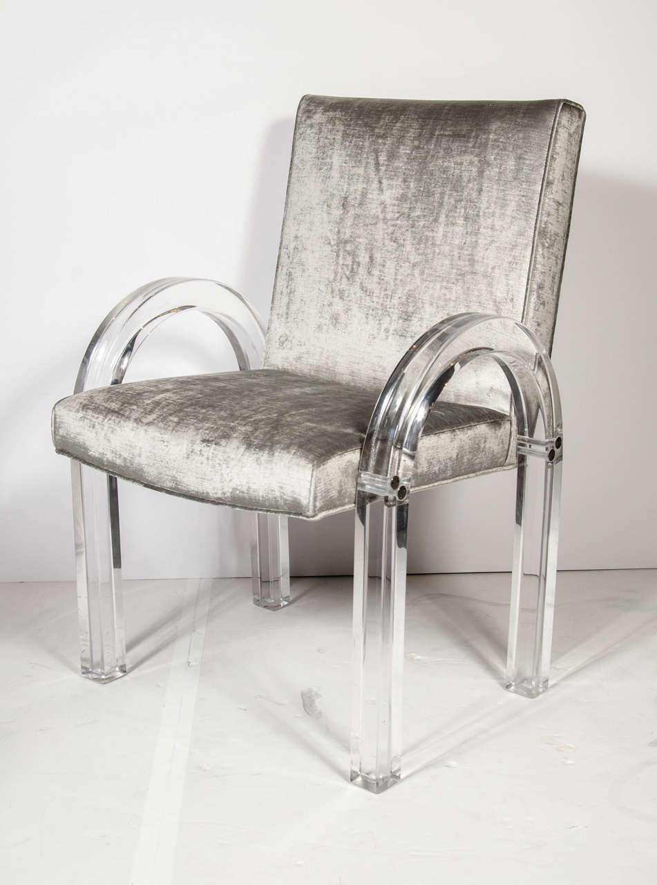 Set of Four 'U' Shaped Lucite Dining Chairs by Charles ...