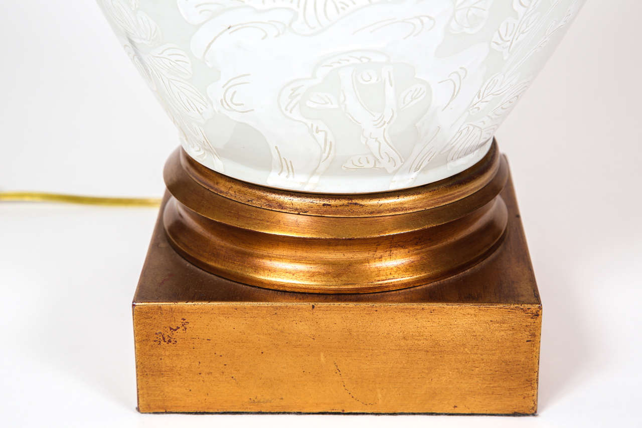 20th Century Celedon Urn Lamp For Sale