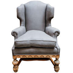English Wing Chair in Bleached Oak, Circa 1880