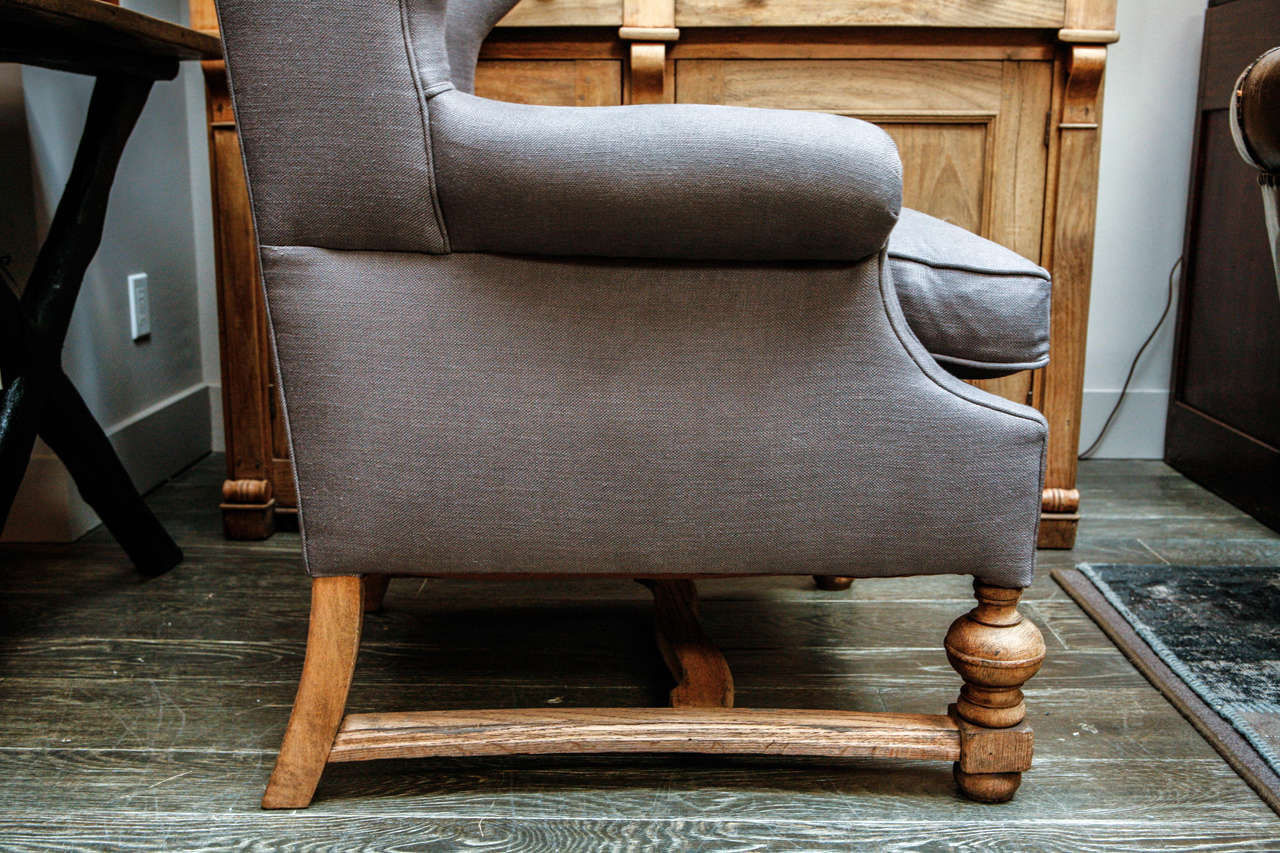 English Wing Chair in Bleached Oak, Circa 1880 3