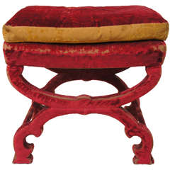 Antique 19th c. Italian velvet covered bench