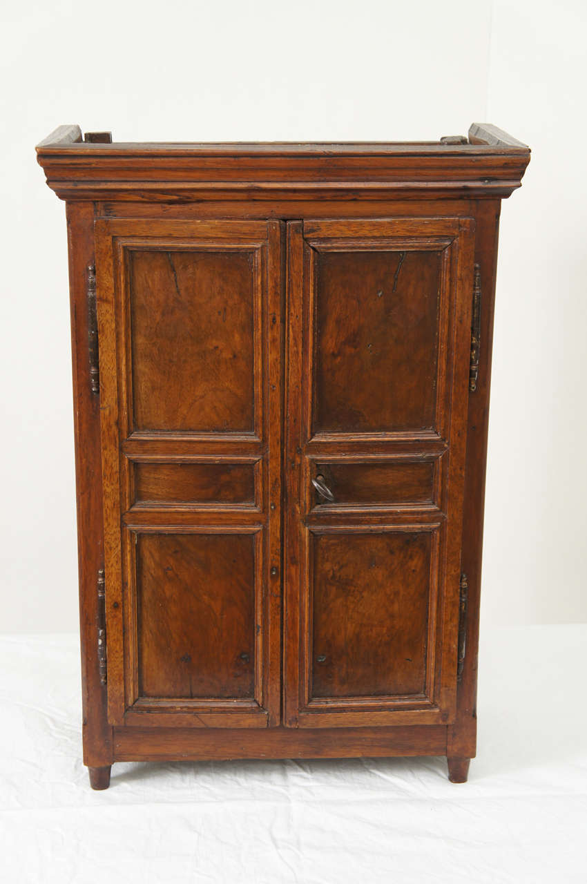 Minature Louie XVI style Armoire, mahogany with painted interior. Early 19th c. French?