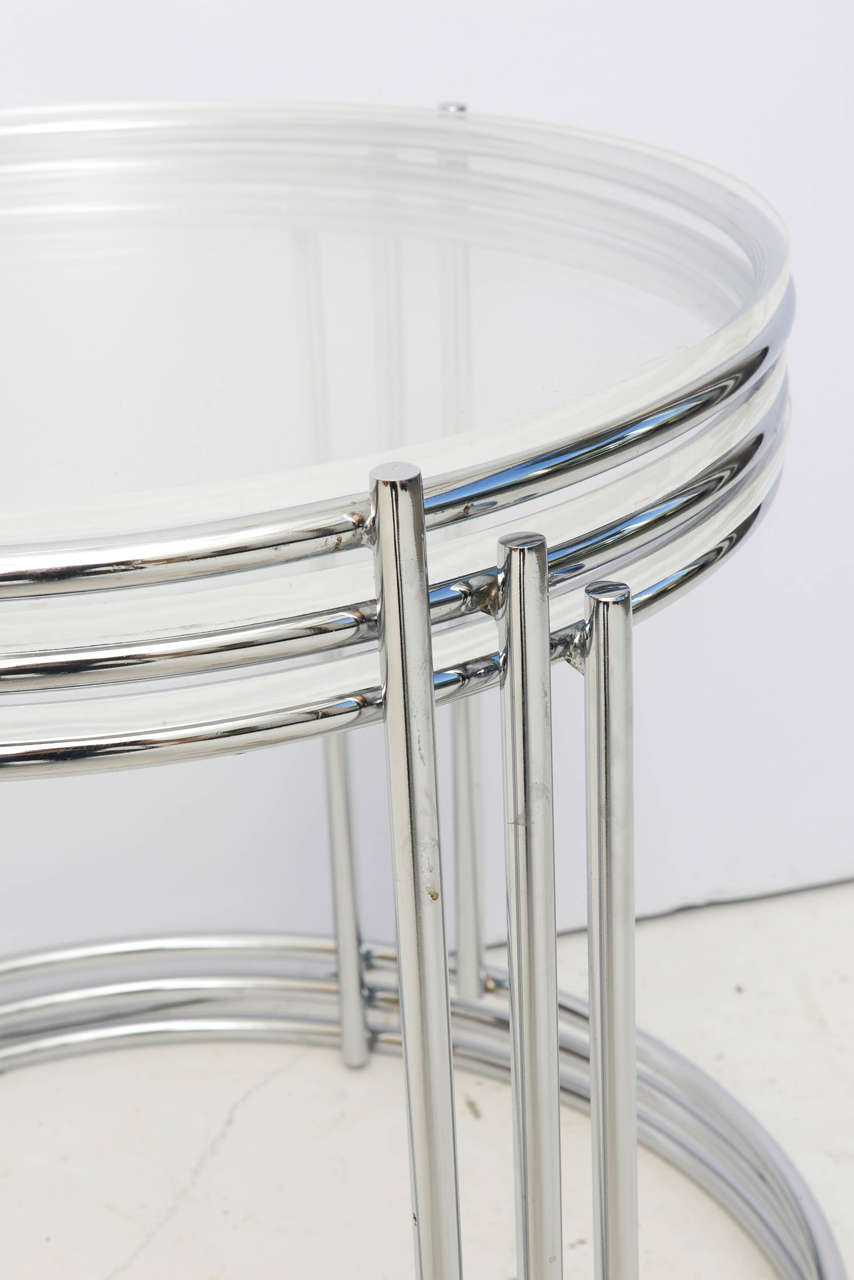 20th Century Set of Three Round, Polished Chrome Nesting Tables 